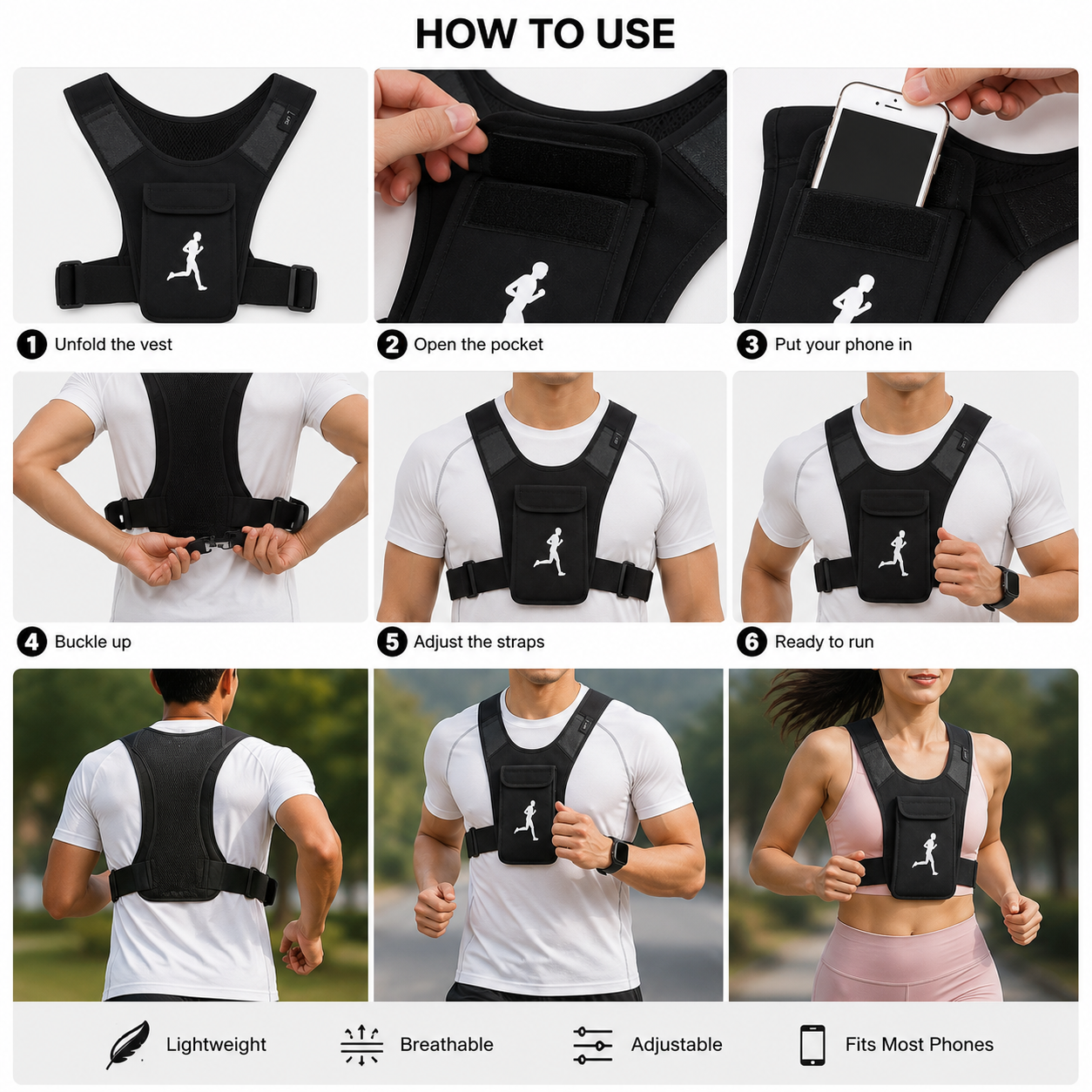 🏃 Lightweight Running Vest – حقيبة صدر رياضية للجري