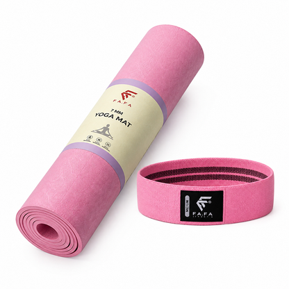 Pack Fitness – Tapis Yoga 7mm + Mini Hip Band