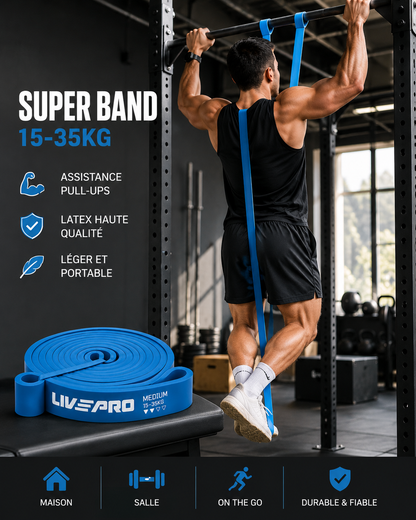 Super Band LIVEPRO 15–35KG – Bande Élastique pour Pull-Up & Musculation