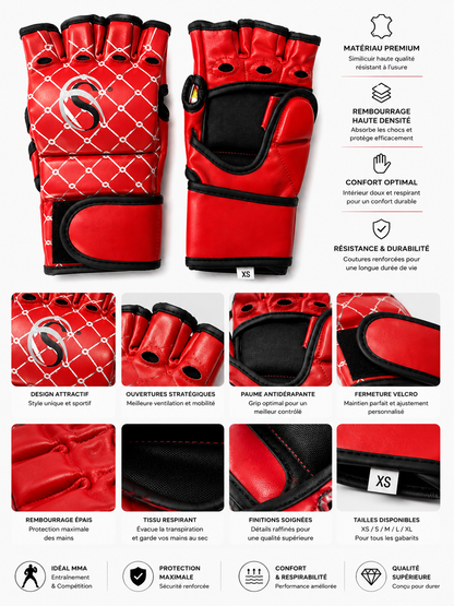 Gants MMA Pro Combat Rouge